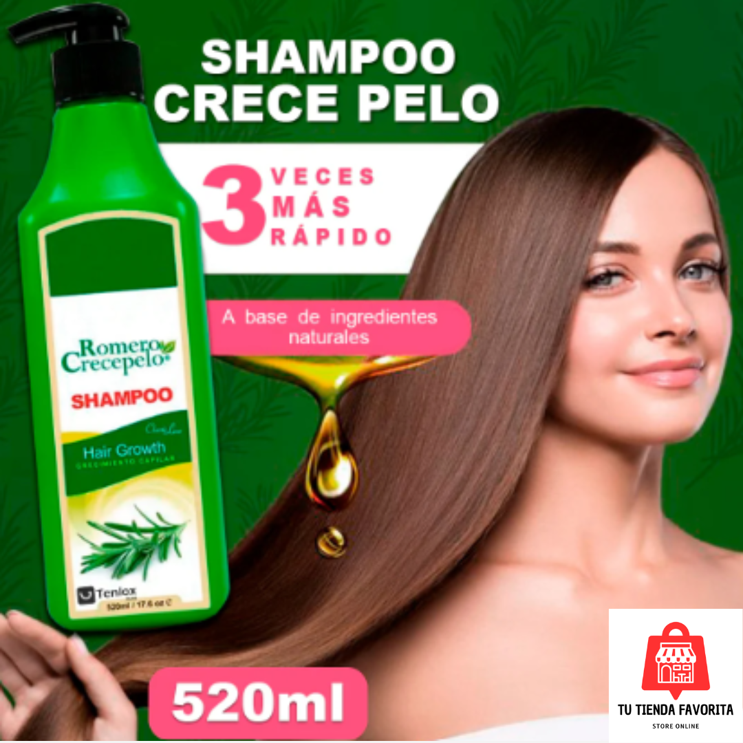 SHAMPOO CRECE PELO - TRATAMIENTO INTENSIVO (Con extracto de romero y Vitaminas)