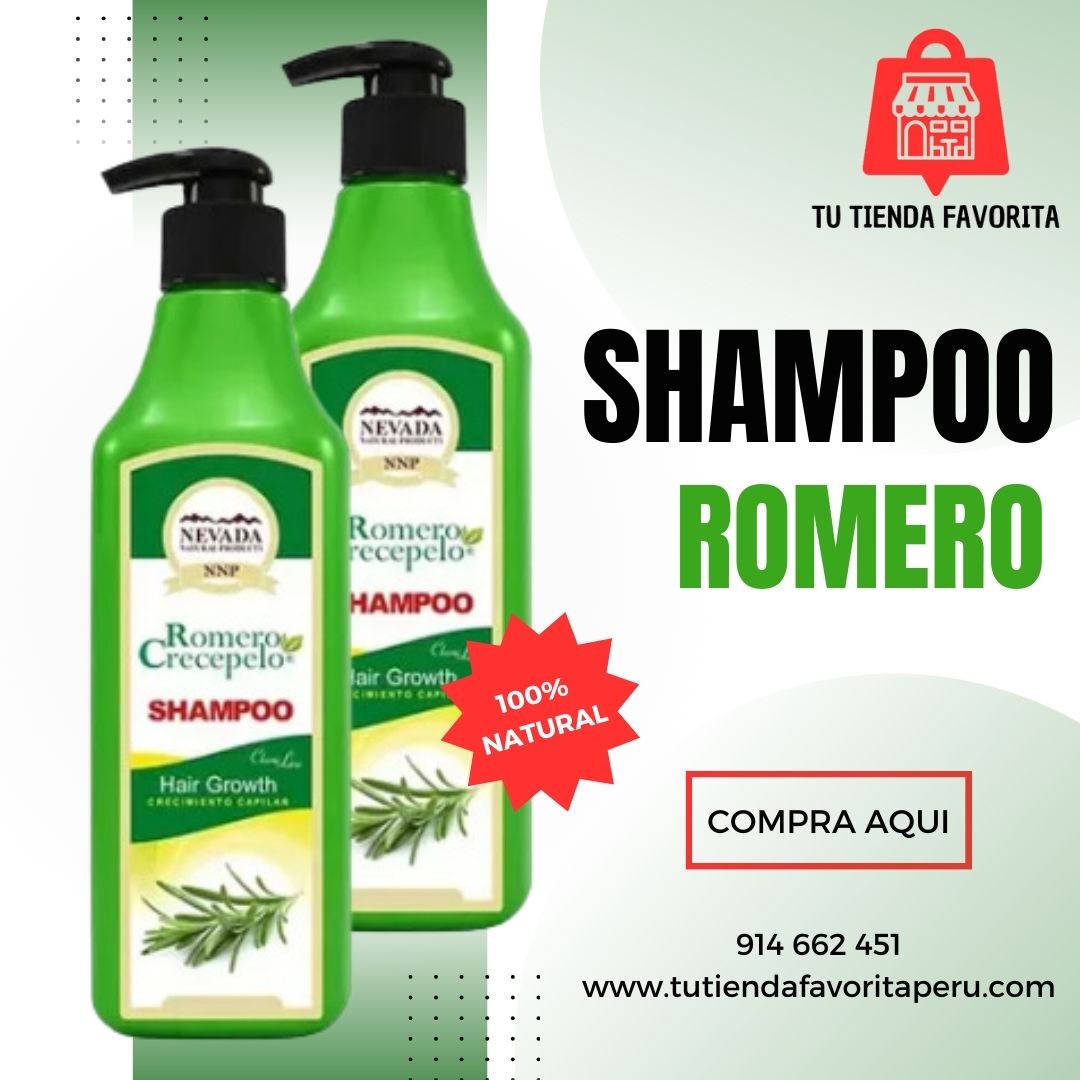 SHAMPOO CRECE PELO - TRATAMIENTO INTENSIVO (Con extracto de romero y Vitaminas)