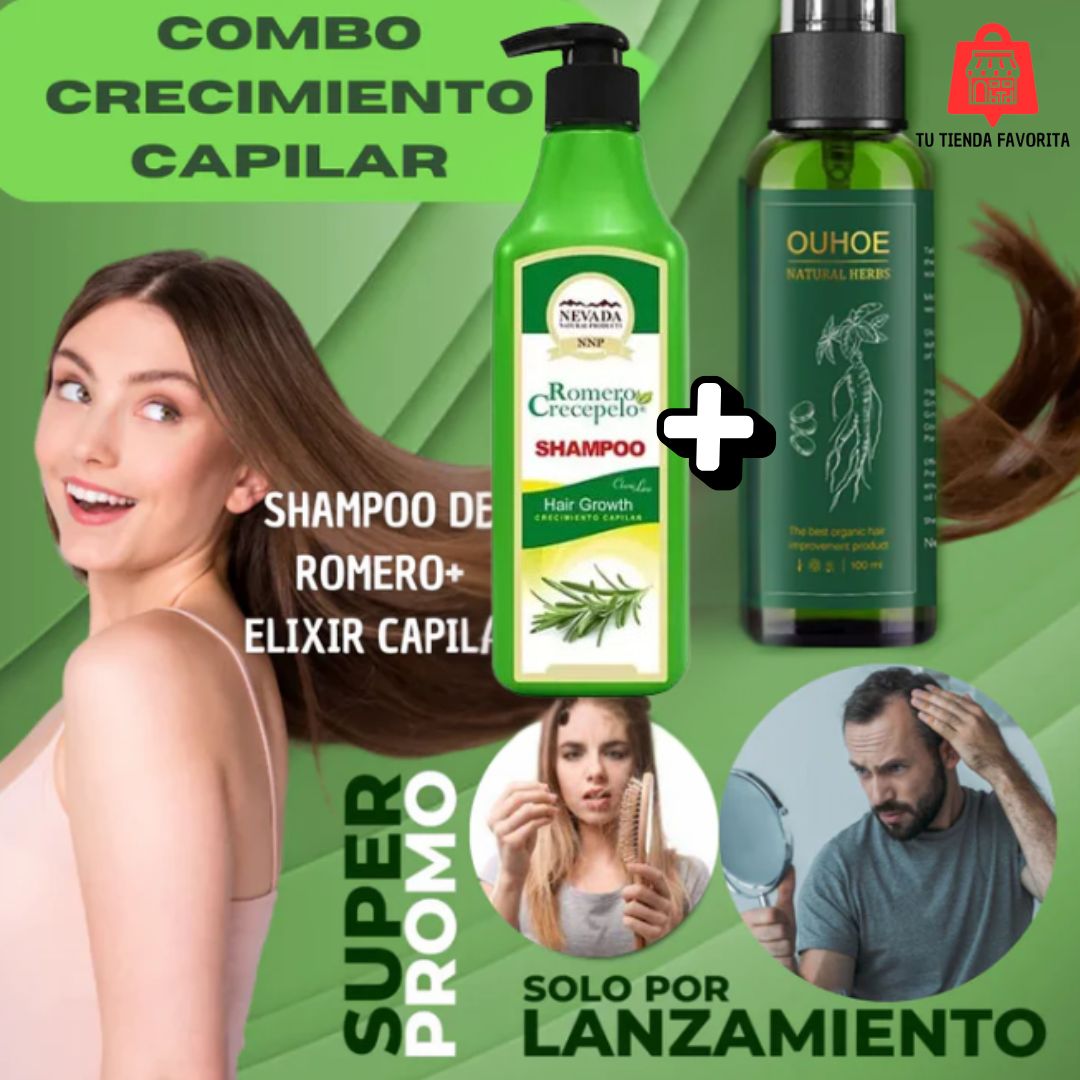 DUO PERFECTO 🥰 SHAMPOO ROMERO CRECEPELO + TONICO OUHOE | ENVIO GRATIS